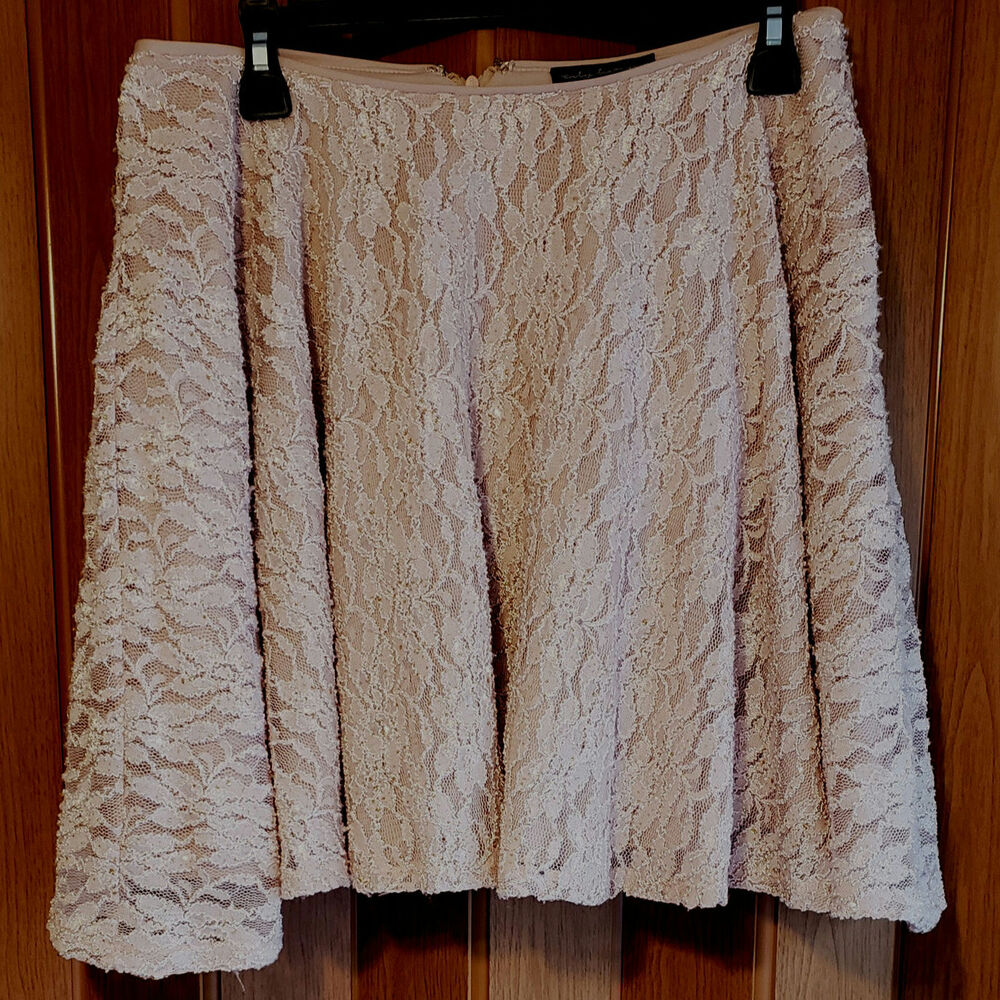 City Triangles size 9 beige lace sparkled mini skirt